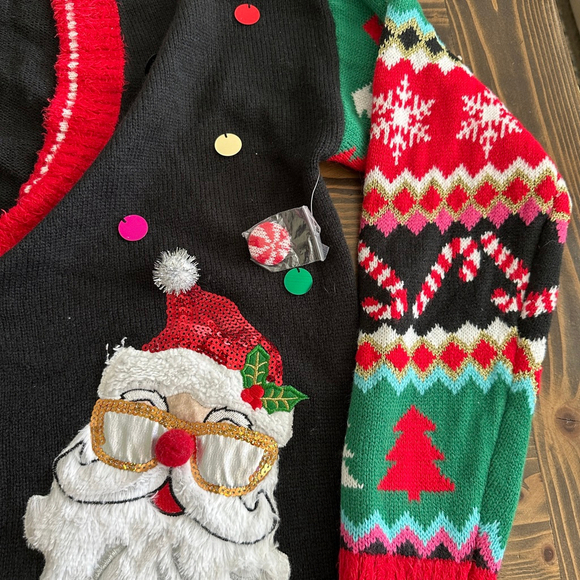 Womens Holiday Time Christmas Cardigan Sweater M Black Red Ugly Holiday - Picture 5 of 11